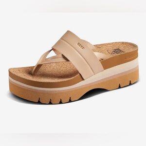 Reef Women's Cream and Tan Platform Sandals